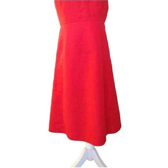 J. Crew Matte Red Fit And Flare V Neck Midi Cocktail Dress Size 8 - Picture 6 of 16